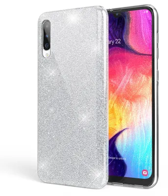 Produktbild von NALIA Glitzer Handyhülle für Samsung Galaxy A50, Diamant Schutzhülle Glitzer Handyhülle Silber