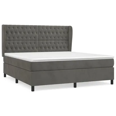 Image de vidaXL Lit boxspring avec matelas gris foncé 180x200 cm velours
