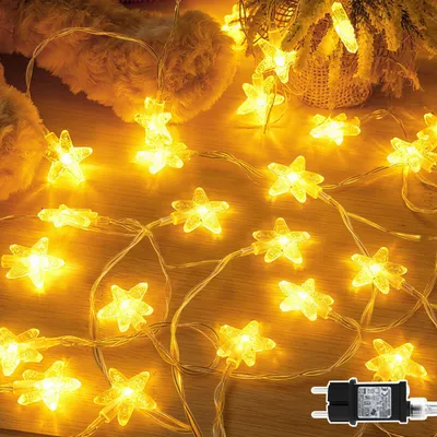 Lichterkette Sterne 15 m 100 LED warmweiß IP65 Timer