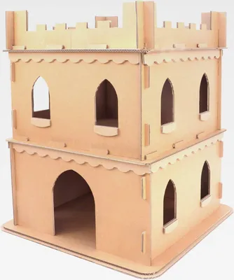 Produktbild von Katzenburg aus Wellpappe, Katzenhöhle, Katzenhaus, Katzenschloss, Katzenbedarf, Katzenkorb, Katzenvilla, Katzenliege, Katzenspielplatz, Katzenspielhaus, faltbar, Katzenbett (Medium)