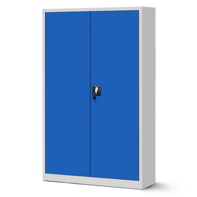 Zdjęcie produktu dla JAN NOWAK Szafa Biurowa Szeroka Metalowa na Akta i Dokumenty Medyczna industrialna 185x115 cm | Ryglowany Zamek Regulowane Połki Malowana Proszkowo | JAN II, Szaro-Niebieska