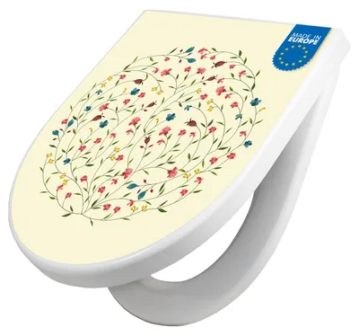 Produktbild von WC Sitz mit Absenkautomatik D Form Motiv Blumenreigen [TDW3 10755]