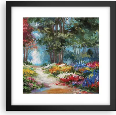 Produktbild von Gerahmtes Poster - Schwarzer Rahmen - Impressionismus Natur Wald - 30x30 cm - Wand Bild - Wanddeko - Wandbilder - Wandposter - Bilderrahmen - Bilder - Kunstdruck - Wandbild - P2BAC30x30-4271