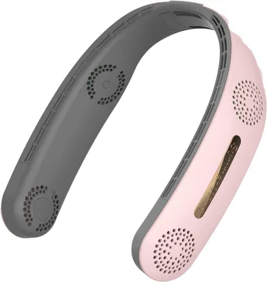 Produktbild von Tragbar Nackenventilator mit 4000-mAh, 4 Kerne Ventilator, 360° Hals Ventilator, 3 Windstufen, Leiser Geräuschpegel, USB wiederaufladbar, Rosa
