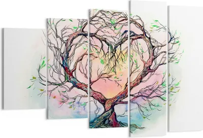 Produktbild von Bild auf Leinwand - Leinwandbild - Baum Herz Natur Bild - 150x100cm - Wand Bild - Wanddeko - Leinwanddruck - Bilder - Kunstdruck - Wanddekoration - Leinwand bilder - Wandkunst - EG150x100-3007