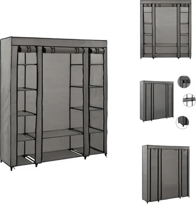 Obrázek produktu pro vidaXL Látková šatní skříň s přihrádkami na oblečení šedá 150x45x176cm - Šatní skříně
