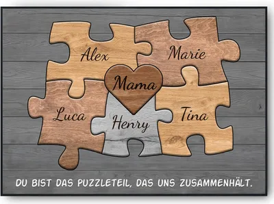 Produktbild von Mama Geschenk personalisiert | Mutter Geburtstag Mama Familienbild gestalten | Muttertag personalisierte Geschenke Mama Puzzle – DIN A3 (29.7x42cm) / 5 Namen