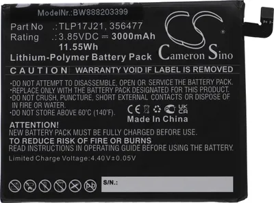 Produktbild von vhbw Akku Ersatz für Wiko TLP17J21, 356477 für Handy Smartphone Telefon (3000 mAh, 3,85 V, Li-Polymer)