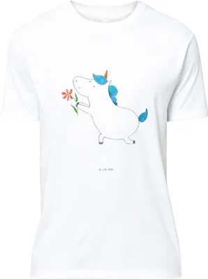 Produktbild von Mr. & Mrs. Panda T-Shirt Einhorn Blume - Weiß - Geschenk, Tshirt, S, Einhörner, Unicorn, Ehe, oberteil, Jersey-Shirt, Freundin, Liebe, Shirt