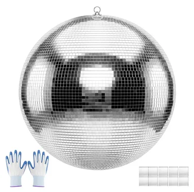 Image de VEVOR Boule à facettes, boule disco, 600 mm, avec anneau de suspension, pour décoration de fêtes et d'intérieur, idéale pour les discothèques, les clubs de danse, et pour créer des effets de lumière et d'ambiance. Réflexion à 360°, réutilisable