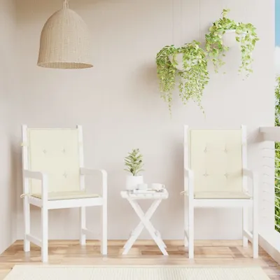 Image de The Living Store Coussin pour chaise de jardin à dossier bas 2 pcs. Crème 100x50x3 cm