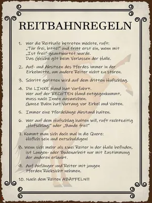 Produktbild von vianmo Holzschild 40x30 cm Reitbahnregeln wer Reithalle Dekoration