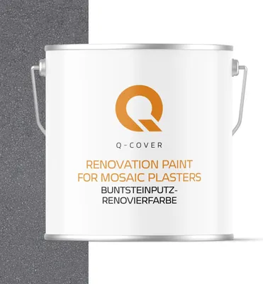 Produktbild von Q-COVER BUNTSTEINPUTZ-RENOVIERFARBE Telegrau RAL 7045 5L – UV- & Witterungsschutz, wasserabweisend, für Innen & Außen
