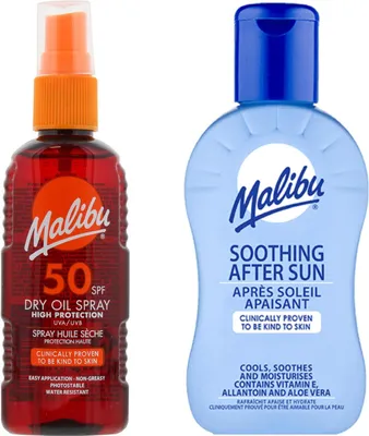 Immagine prodotto di Malibu SPF50 Olio di abbronzatura da 100 ml + 100 ml Balmino abbronzante