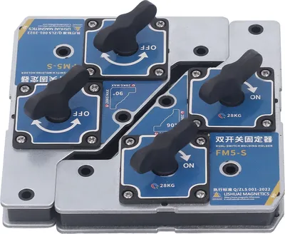 Zdjęcie produktu dla 2Pcs Welding Magnet 2 Switch 90 Degree 28KG Welder Magnetic Holder Angle Support Fixture Tool