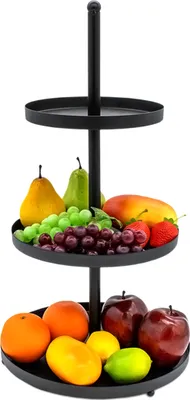 Produktbild von Metall Etagere schwarz mit 3 Ablagen - 56 x 30 cm - Deko Servierplatte mit 3 Etagen - Servierständer Kuchenständer Etagenständer Telleretagere Ständer für Snack Obst Kuchen Dessert
