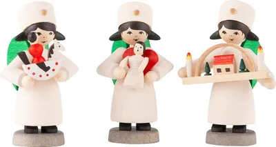 Produktbild von Weihnachtsengel Erzgebirge 3-teilig gebeizt (7cm) von ULMIK