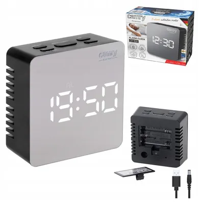 Zdjęcie produktu dla ZEGAR BUDZIK CR1150 czarny 8,3cm PODŚWIETLANY POMIAR TEMPERATURY 3 TRYBY