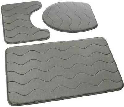 Produktbild von Badezimmer Teppiche Sumba Hellgrau 23 - Dreiteilig 3 Stück: Teppich 45x75+ Unterlage 45x35+ Auflage 44x38