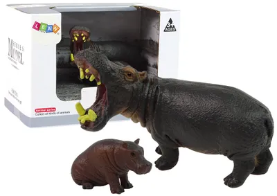 Immagine prodotto di set di 2 figure di ippopotami con giovani animali del mondo