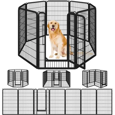 Produktbild von Yaheetech Welpenlaufstall 8-teilig, Welpenauslauf mit automatischer Verriegelung,120cm hoch,  faltbar und platzsparend, ideal für drinnen und draußen, Einfache Montage