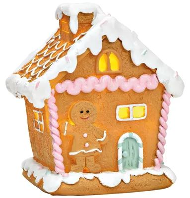 Produktbild von Süßes LED Lebkuchenhaus Stil aus Polyresin, in 11x13x8 cm