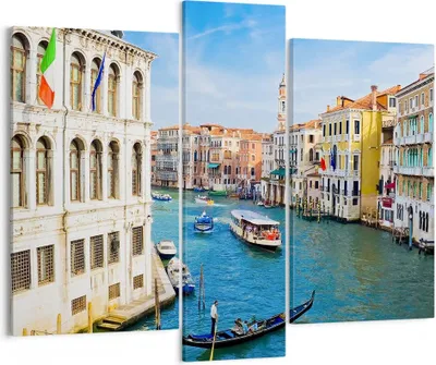 Produktbild von Bild auf Leinwand - Leinwandbild - Venedig Kanal Kreuzfahrt Gondel - 95x80cm - Wand Bild - Wanddeko - Leinwanddruck - Bilder - Kunstdruck - Wanddekoration - Leinwand bilder - Wandkunst - CB95x80-0428