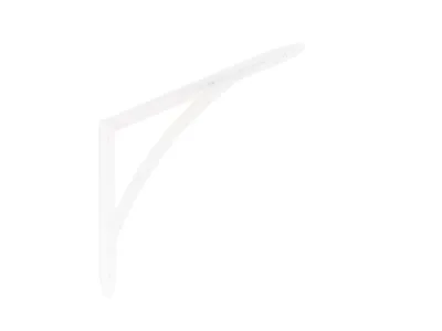 A white shelf bracket on a white background.