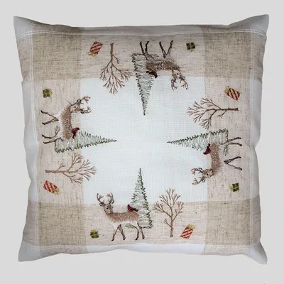 Produktbild von Kissenhülle 40 x 40 cm Stickerei Rehe 40 x 40 cm Kissenhülle