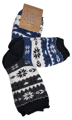 Produktbild von Norweger-Flauschsocken – 2er Pack | 3 Designs | Größen 39–42 & 43–46