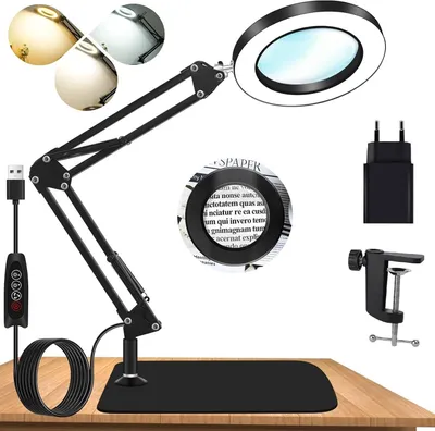Produktbild von Lupe mit Licht und Ständer 10X, 10 Zoll Ringlinse, 3 Farbmodi, für Basteln