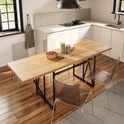 SoBuy Wandtisch FWT113-N mit Naturholzplatte und Metallgestell im Küchenambiente