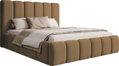 Produktbild von Selsey Biscottino - Polsterbett 140x200 mit Bettkasten, Lattenrost, Samtbezug, kupferbraun