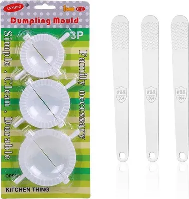Productafbeelding van Wontonvorm dumplingmaker 3 stuks 10 cm 8 cm 7 cm met 3 vleespetels raviolivorm deegzakvorm