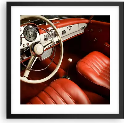 Produktbild von Gerahmtes Poster - Schwarzer Rahmen - Auto Innenraum Klassisch - 40x40 cm - Wand Bild - Wanddeko - Wandbilder - Wandposter - Bilderrahmen - Bilder - Kunstdruck - Wandbild - P2BAC40x40-0149