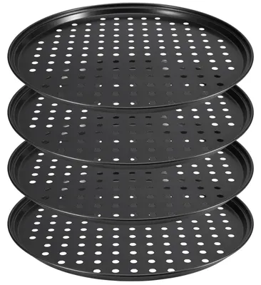 4er Pack 10 Zoll Antihaft-Pizzablech, perforiert, 26 cm, Schwarz