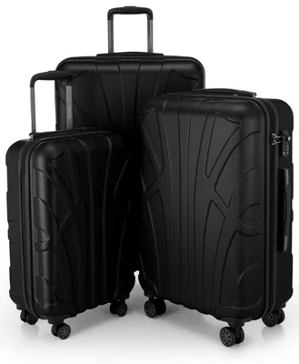 Immagine prodotto di Suitline - Set di 3 valigie a rotelle valigia rigida 4 ruote bagaglio a mano trolley e valigia da stiva valigia da viaggio espandibile Set di valigie da viaggio valigia rigida ABS, TSA, Nero
