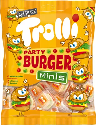 Produktbild von Trolli Party Burger Minis aus Schaumzucker und Fruchtgummi 170g