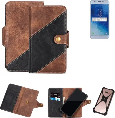 Produktbild von K-S-Trade Handy Hülle Schutz Hülle Schutzhülle Bookstyle Case kompatibel mit Samsung Galaxy J7 Star Handy Cover Hülle Schutztasche 1x