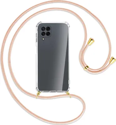 Produktbild von Handykette Backcover-Schutzhülle mit Band (Metall goldfarben) für Samsung Galaxy M32 (M325) - rose peach