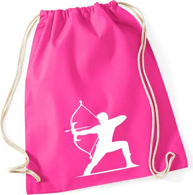 Produktbild von Huuraa Turnbeutel Bogenschießen Silhouette 12 Liter Fuchsia Baumwolle Rucksack Geschenkidee