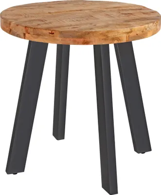Produktbild von Esszimmertisch rund 80 cm Mangoholz naturfarben schwarz Adelina
