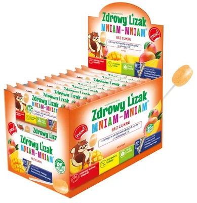 Obrázok produktu pre LOLLY S PRÍCHUŤOU MANGO S VITAMÍNOVÝM DIC, BEZLEPKOVÉ 6 g - MŇAM YUM STARPHARMA