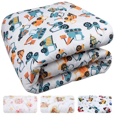 Produktbild von Textom Kinderdecke 135x200 cm Ganzjahresdecke antiallergisch Mikrofaser Motiv Bagger