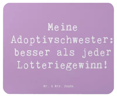 Produktbild von Mr. & Mrs. Panda Mauspad Spruch Adoptivschwester Wunder - Lavendeltraum - Geschenk, laptop mousepad, Glück, Segen, Familie, Mouse Pad, Adoption, mousematte, Jubiläen, pc