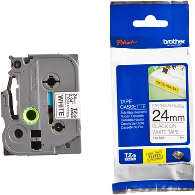 Produktbild von Brother TZE-S251 Etiketten erstellendes Band Schwarz auf weiss TZ