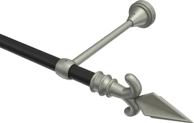 Produktbild von Interdeco Gardinenstange / Vorhangstange Schwarz / Chrom matt, Typ Primus Matteo (Pfeil), 16 mm Ø 1-läufig, 320 cm