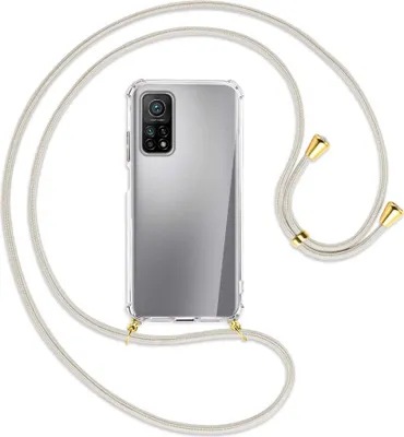 Produktbild von Handykette Backcover-Schutzhülle mit Band (Metall goldfarben) für Xiaomi Mi 10T (Pro) 5G - broken white