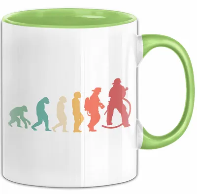 Produktbild von Feuerwehrmann Tasse Geschenk Evolution Geschenkidee Freiwillige Feuerwehr (Grün)