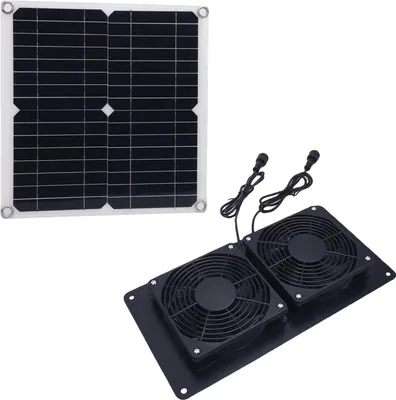 Obrázek produktu pro 12W 18V solární sada dvou výfukových ventilátorů 43,4 Cfm solární panelový ventilátor pro kurníky, skleníky, kůlny a domky pro domácí mazlíčky